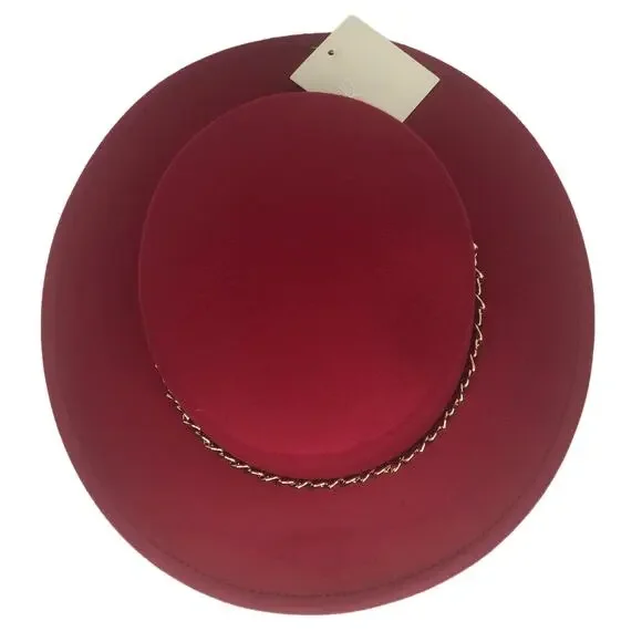 Riah Fashion Red Boater Hat - Picture 8 of 10